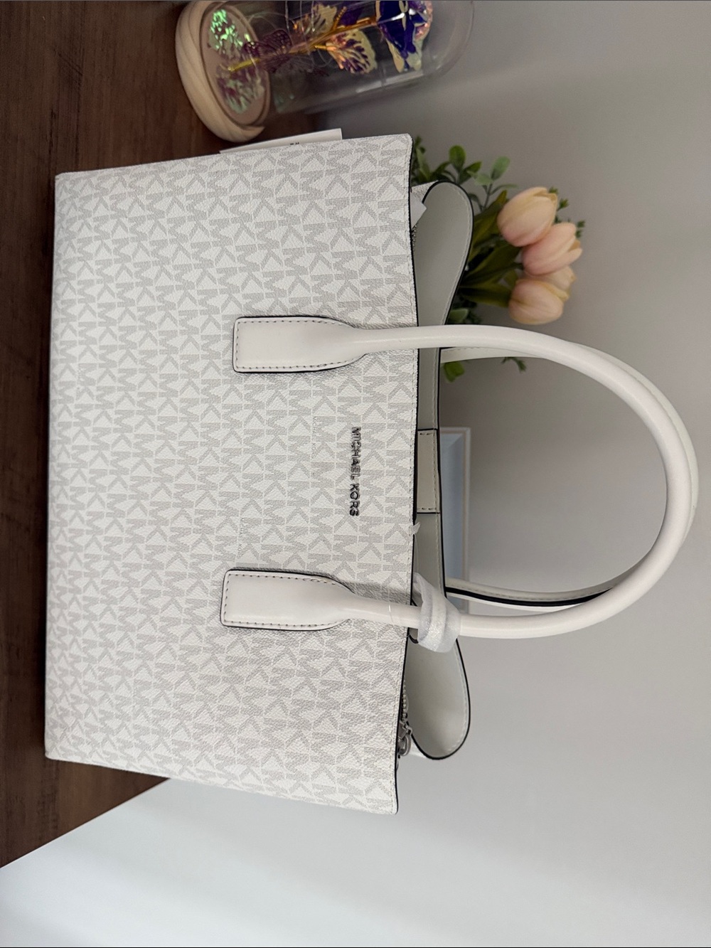 Michael Kors White Logo Tote Bag